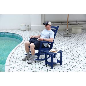 Set da Giardino 3 Pezzi per Tutte le Stagioni con 2 Sedie a Dondolo e Tavolino Laterale Effetto Legno Blu Navy - Product Image 3