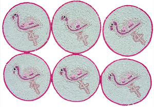 Sous-verres Flamingo Perlés Écologiques de Luxe Personnalisables – Lot de 6 – Cadeau de Pendaison de Crémaillère par Whimsy Art Craft - Product Image 4