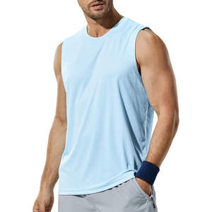 Débardeurs de sport pour hommes en polyester et coton tricoté, sans manches, pour la course, l'entraînement et la musculation - Product Image 1