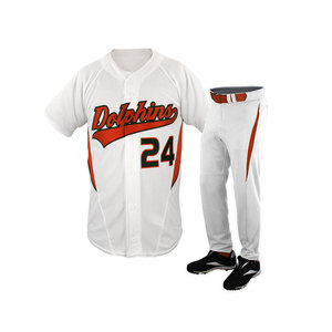 Maillot de baseball Dolphins unisexe blanc à manches courtes col en V 24 respirant anti-humidité extensible dans les quatre sens en polyester pour tous - Product Image 2
