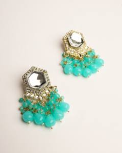 Pendientes Colgantes de Diseño Novedoso al por Mayor, con Perlas de Imitación y Cuentas Geométricas, de Aleación de Zinc Bañada en Oro, con Forma Hexagonal, a la Moda - Product Image 3