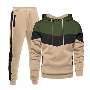 Ensemble de survêtement formel pour homme, vert kaki, respirant, en polaire et pantalon de jogging, hiver, extérieur, logo personnalisé, polyester, coton - Product Image 1