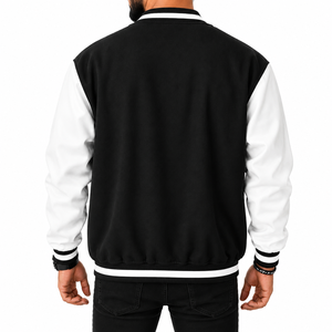 M.BAANI <b>Men's</b> Winter Eco-Friendly Bonded Fleece Fabric Formal Turtleneck Collar Embroidered <b>Letter</b> Print Slogan Graphic <b>Jacket</b> - Product Image 2