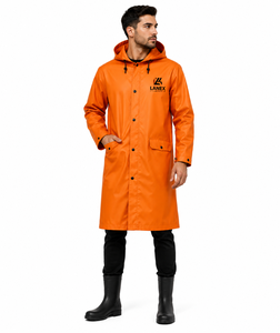 Custom Long Hooded Waterproof <b>Raincoat</b> PU PVC Windproof Outdoor Fishing Hiking Workwear Unisex OEM ODM Custom Logo LANEX IMPEX - Product Image 3