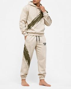 Ensemble de survêtement personnalisé pour homme avec capuche, imprimé effet pinceau, manches longues, vêtements de sport décontractés avec pantalon à cordon de serrage, survêtement homme avec logo personnalisé - Product Image 1