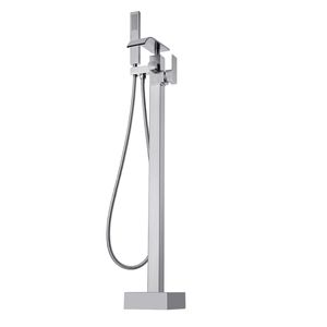 Rubinetto per vasca da bagno freestanding con doccia a pioggia, miscelatore a pavimento, rubinetto di riempimento vasca, rubinetteria con beccuccio girevole a 360 gradi e due modalità di getto d'acqua - Product Image 5