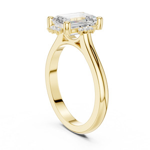 Anillo de Compromiso y Boda de Lujo para Mujer, Media Corona, Oro Sólido de 14k, Certificado IGI, Diamante Cultivado en Laboratorio HPHT CVD de 2 Quilates, Corte Esmeralda - Product Image 3