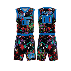 Custom Neon <b>Paint</b> Splatter Breathable Sleeveless Basketball Uniform Premium Sublimation 100% Polyester Sports Apparel - Product Image 6