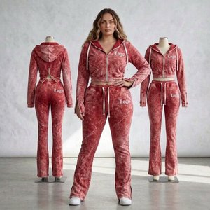 Conjunto de Sudadera con Capucha Estilo Vintage Lavado Ácido, Personalizable con Estampado, Sudadera Corta con Cierre para Mujer - Product Image 5