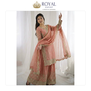 Última Colección de Trajes Sharara de Seda Fendi Pura con Bordado Pesado y Lentejuelas para Bodas, a un Precio Bajo de Mercado - Product Image 3