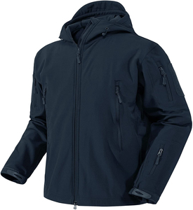 Veste matelassée en toile imperméable légère et personnalisable pour homme, coupe-vent d'hiver, softshell confortable avec broderie et fermeture éclair - Product Image 2