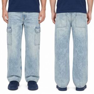 Pantalones de mezclilla azul medio con lavado a la piedra, con presilla para martillo de carpintero, costuras de doble aguja, 100% algodón rígido de alta densidad, pantalón de mezclilla artesanal de alta calidad. - Product Image 4