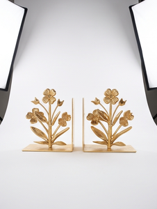 Porte-livres en métal doré à motif floral botanique, texture moulée, décoration pour la maison et le bureau, article de vente en gros - Product Image 1