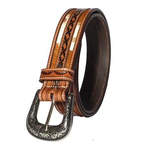 Ceinture pour homme en cuir de vachette véritable avec boucle à ardillon, fabrication OEM, ceintures en fourrure de vachette, marque privée, cuir véritable - Product Image 3