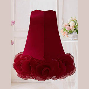 Robe de demoiselle d'honneur élégante en satin et tulle rouge pour filles de 1 à 12 ans, tenue de fête d'anniversaire, robe de princesse - Product Image 3