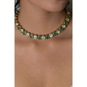 Trendy New Fashion Indian Bollywood Traditional <b>Crystal</b> Wedding Choker Brass Necklace Copper Alloy Bridal Jewellery <b>Set</b> - Product Image 4