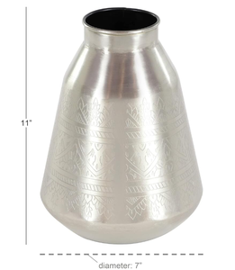 Trending Silver Round Shaped Cylinder Metal Flower <b>Vases</b> <b>Set</b> of 2 Floor <b>Vases</b> Coastal Design Home Decor for Living Room Bedroom - Product Image 4