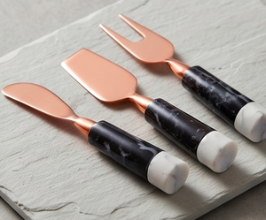 Copper <b>Cheese</b> <b>Knife</b> <b>Set</b> With Marble Handle Durable Serving Tools For <b>Cheese</b> And Butter Using For Kitchenware Use And Hotel Use - Product Image 5