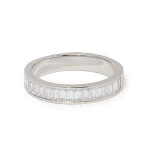 Wholesale 3x1.5mm Baguette Cut Lab Grown Diamond 14K Yellow <b>Gold</b> <b>Ring</b> Luxury Channel <b>Set</b> Half Eternity Wedding Band for Women - Product Image 6