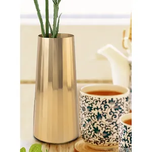 Handmade Iron Flower Vase Stylish Decorative Floral Arrangement <b>Container</b> for Furniture Manufacturers Home DecorMinimalist Brass - Product Image 2