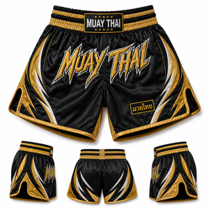 Shorts de Muay Thai à taille élastique, shorts de compétition de Muay Thai, shorts d'entraînement de Muay Thai pour hommes, shorts d'entraînement de Muay Thai pour femmes - Product Image 6