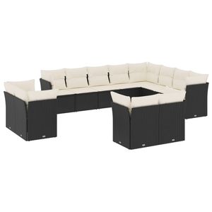 Ensemble de canapés de jardin noir et blanc crème - Product Image 2