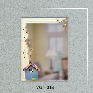 Natural Theme V-Groove Etched Design <b>Mirror</b> Frameless Wall-Mounted Perfect for Living Area Art Decor - Product Image 2