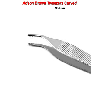 Pinzas Adson Brown Dentales Curvas con Orificios, Portaagujas Quirúrgico para Dedo Pulgar, Juego de Instrumentos de Acero Inoxidable CE Manual - Product Image 3