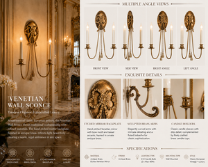 Luxury European Venetian Baroque <b>Wall</b> <b>Sconce</b> Premium Decorative <b>Wall</b> <b>Light</b> with Elaborate Ornamental Mirrorwork, Elegant Brass S - Product Image 3