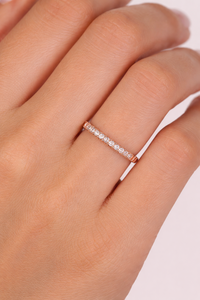 Bague de mariage demi-éternité minimaliste en or massif 10 carats avec diamant de laboratoire taille ronde pour femme, cadeau d'anniversaire - Product Image 4