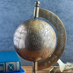 Globe de bureau vintage en laiton, carte du monde gravée, style céleste, ornement de table, décoration classique pour bureau, bibliothèque, salle d'étude, voyage - Product Image 6