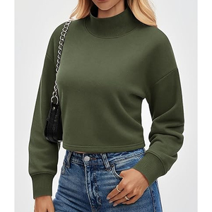 Sweat-shirt à col montant pour femme, décontracté, 100% coton molletonné, surdimensionné, écologique, séchage rapide, 420g, manches longues, hiver, automne - Product Image 3
