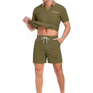Conjunto de pantalones cortos para hombre, listos para hacer ejercicio, ligeros, cómodos y flexibles para correr en el gimnasio o actividades informales de verano - Product Image 3