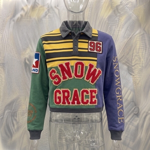 เสื้อแจ็คเก็ตแขนยาวสีสันตัดกัน Snowgrace ปักโลโก้ ปกคอพับ ทรงปกติ เสื้อผ้าสำหรับผู้ใหญ่แบบยูนิเซ็กส์ - Product Image 3