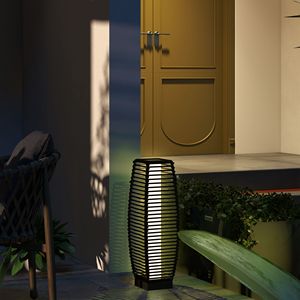 Lampada Solare a LED da Esterno con Accensione/Spegnimento Automatico, Lanterna da Giardino in Rattan con Corpo in ABS, Luce Decorativa per Vialetti e Sentieri - Grado di Protezione IP54 - Product Image 2
