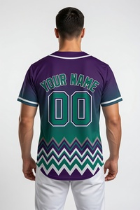 Custom Purple Gradient Sublimation Baseball Jersey Mens Button Up Team Uniform Moisture Wicking <b>Athletic</b> Sports Shirt - Product Image 3