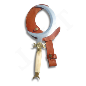 Moon <b>Knife</b> Antique Style Fighting <b>Knife</b> with Leather Sheath <b>Bone</b> <b>Handle</b> Brass Hardware <b>for</b> Display and Collection - Product Image 1