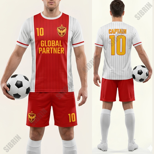 Ensemble d'uniformes de football personnalisés sublimés SIBRIN |   Maillots et shorts d'équipe Logo Nom Numéro |   Tissu respirant et à séchage rapide 100% polyester - Product Image 3
