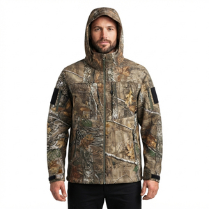 Chaqueta deportiva para exteriores con logotipo personalizado, camuflaje Real Tree, softshell, impermeable, cortavientos, poliéster, chaqueta softshell de invierno. - Product Image 1