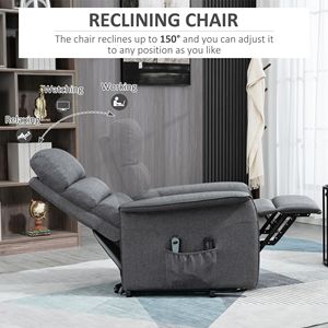 Fauteuil inclinable gris avec 3 modes de vibration Fauteuil de massage avec télécommande pour salon ou bureau - Product Image 4