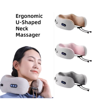 CYANMED Oreiller de massage cervical en forme de U, rechargeable, avec batterie au lithium, mousse à mémoire de forme, pétrissage électrique, contrôle par bouton, respectueux de la peau