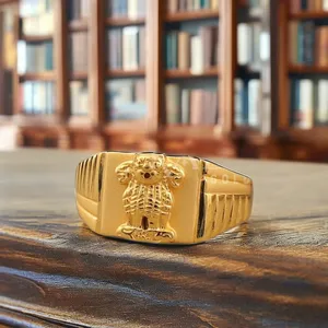 Bague fine traditionnelle en or 22K pour homme avec éléments culturels pour fête de mariage ou anniversaire pour fiançailles ou cadeau - Product Image 3