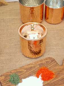 Hammered Copper Vintage Design Handcrafted Eco-Friendly Pantry Canister <b>Storage</b> <b>Jar</b> <b>Kitchen</b> Organizer Tea Coffee Container Food - Product Image 3