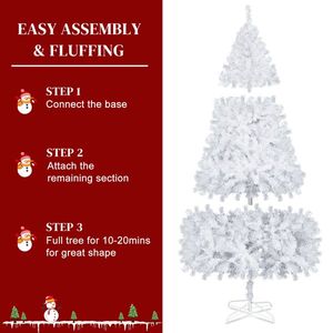 Albero di Natale Bianco 7 Piedi con 1349 Rami e Base in Ferro, Albero Artificiale - Product Image 5