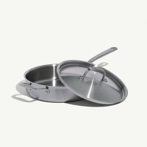 Wholesale Heavy Duty Stainless Steel Sauté <b>Pan</b> Commercial Grade Straight Sided <b>Skillet</b> with Cover Factory Direct Supply Cookware - Product Image 2