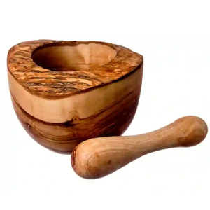Attractive Design Wood Mortar and Pestle Set Handcrafted Edge <b>Herb</b> and Spice <b>Grinder</b> for Kitchen Grinding <b>Herbs</b> and Spices - Product Image 1