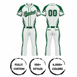 Conjunto de Uniforme de Béisbol Personalizado con Rayas, 100% Poliéster, Manga Corta, Absorbe la Humedad, Corte Regular para Hombre Adulto, Impresión por Serigrafía - Product Image 3