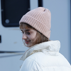 Gorro Unisex de Acrílico Blanco, Color Sólido, Tejido Acanalado, Diseño Cálido e Informal para Invierno, para Adultos, 56-58CM - Product Image 4