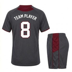 <b>Hot</b> Selling Custom Printed V-neck Short Sleeve Buckle Closure Quick Dry 100% Polyester Men's Soccer Jersey Football Kit - Product Image 4