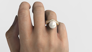 Elegant 18K Marquise Cut Diamond Wedding <b>Ring</b> Unique V Band Pearl <b>Ring</b> Tiara <b>Crown</b> Statement Jewelry Fine Jewelry Gift for Women - Product Image 5
